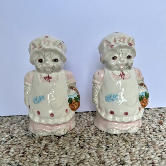 Kitty Cats with Polka Dot Bonnets 5pc Ceramic Kitchen Counter Utility Set - Picture 11 of 16
